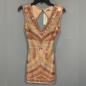 VVMCURVE Women's Sparkling V Neck Mini Dress